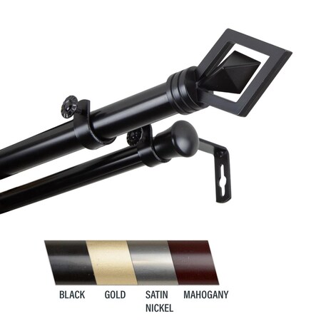 Central Design Lance 1 in. Double Curtain Rod; 160-240 in. - Black 100-69-1602-D